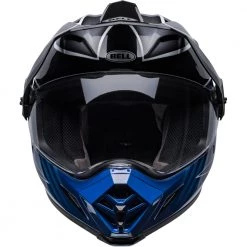 Bell - MX-9 Adventure Mips Dalton Black/Blue Helmet -VISORS Shop bell mx 9 adventure mips dirt helmet dalton gloss black blue front clear shield 1000x